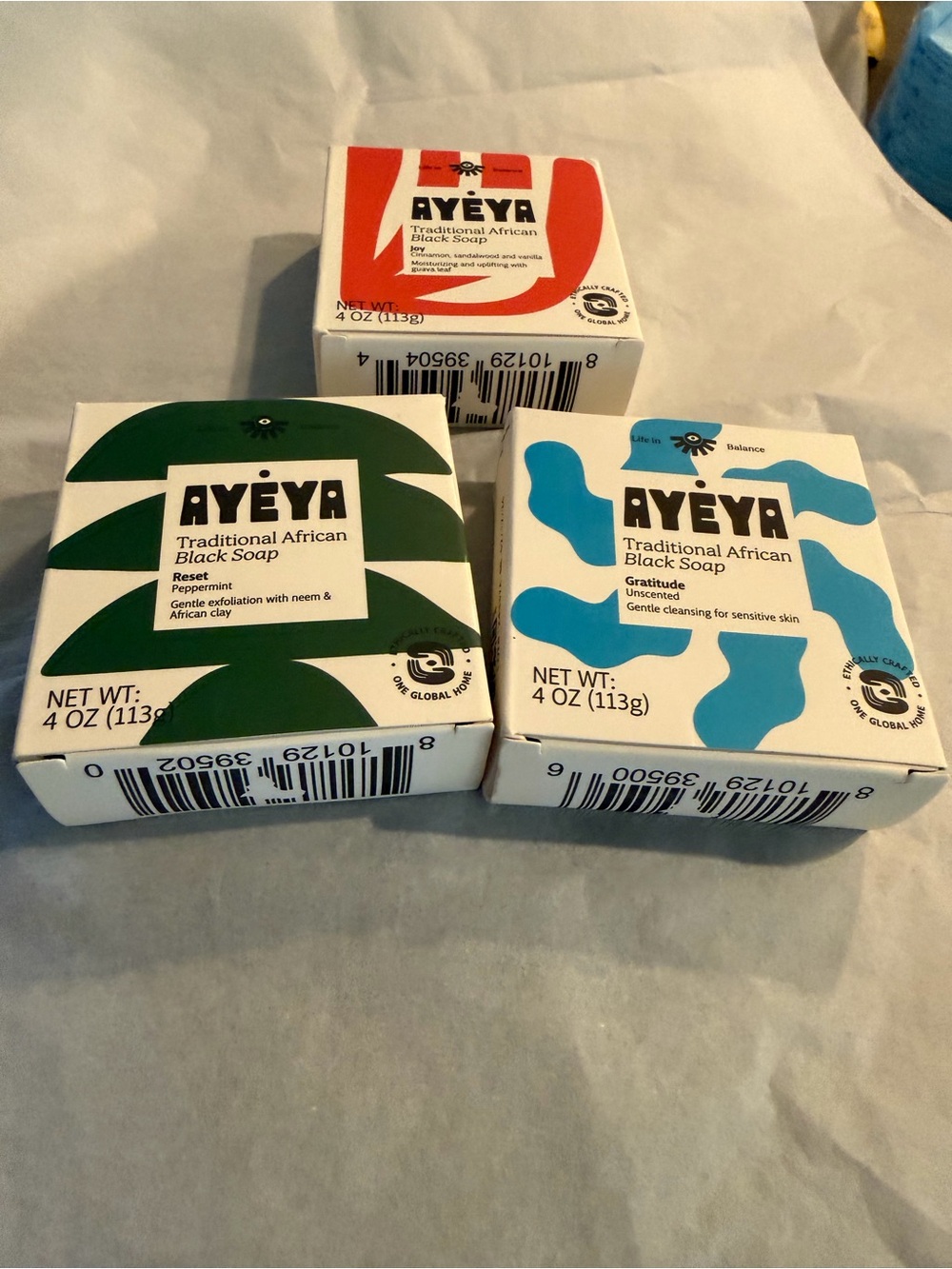Ayéya Traditional African Black Soap – Set of 3 Bars (4 oz / 113g each)
New seal
